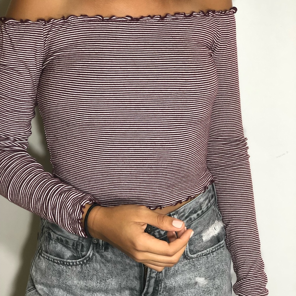 Forever 21 cropped ribbed off the shoulder top